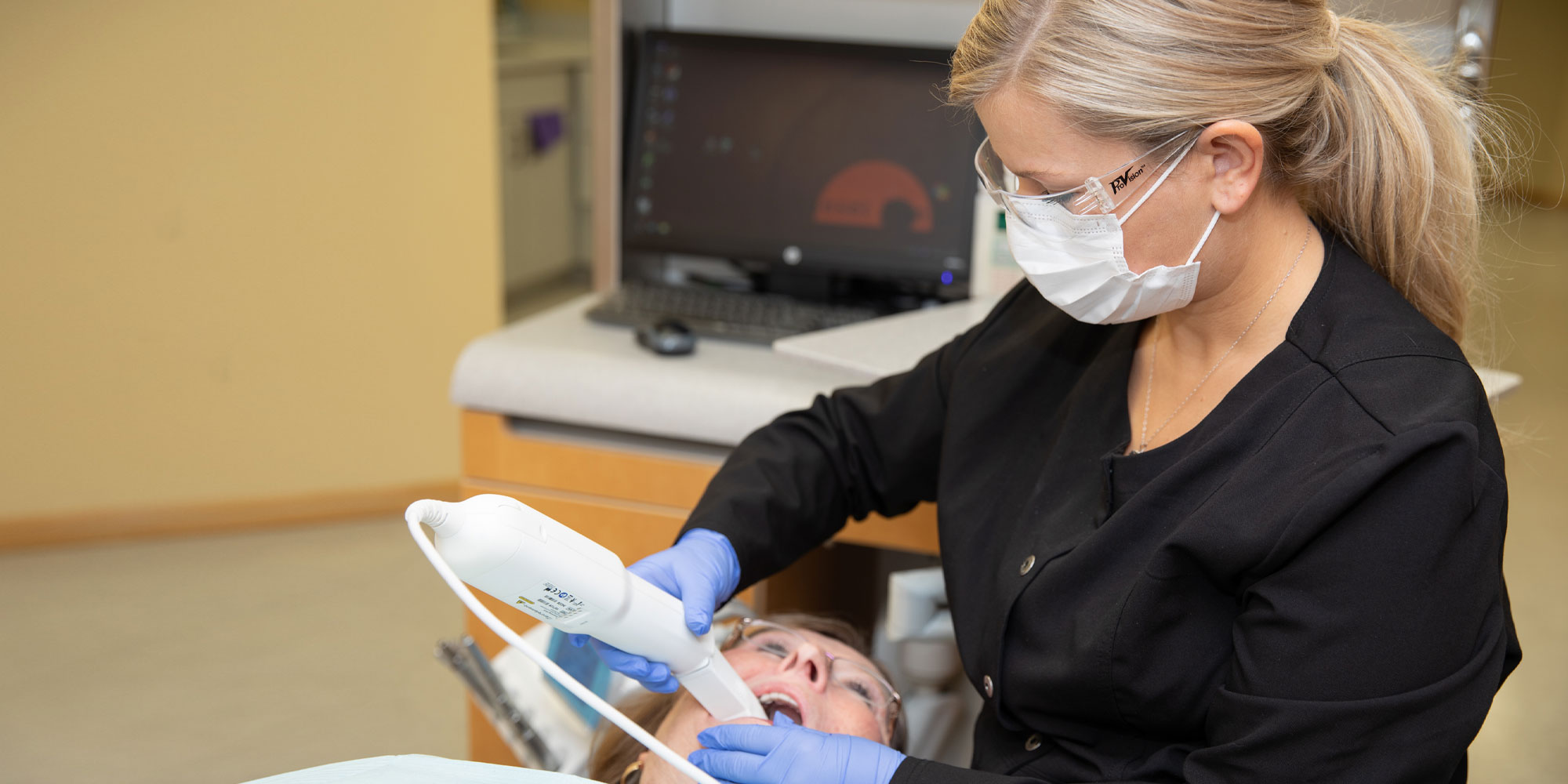 dental patient undergoing scan